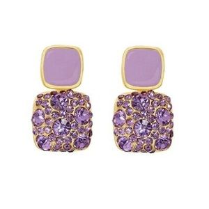 Purple Shiny Cristal Geometric Earrings.